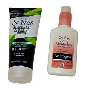 NEW Skincare Bundle: Neutrogena Acne Moisturizer & St Ives Blackhead Clear Mask